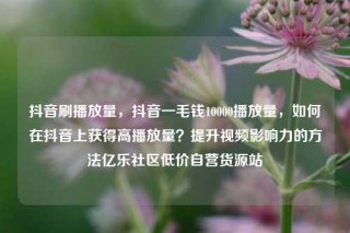 抖音刷播放量，抖音一毛钱10000播放量，如何在抖音上获得高播放量？提升视频影响力的方法亿乐社区低价自营货源站