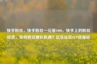 快手粉丝，快手粉丝一元涨1000，快手上的粉丝经济，如何抓住增长机遇？亿乐社区SUP货源站
