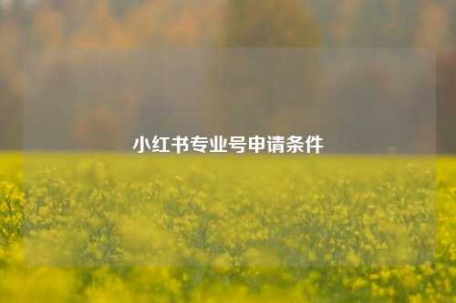 小红书专业号申请条件  第1张
