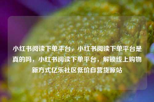 小红书阅读下单平台	，小红书阅读下单平台是真的吗，小红书阅读下单平台，解锁线上购物新方式亿乐社区低价自营货源站  第1张
