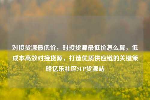 对接货源最低价，对接货源最低价怎么算	，低成本高效对接货源，打造优质供应链的关键策略亿乐社区SUP货源站  第1张