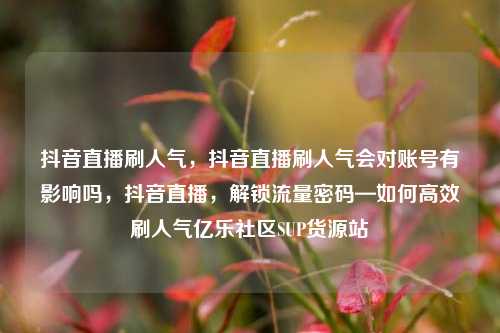 抖音直播刷人气，抖音直播刷人气会对账号有影响吗，抖音直播，解锁流量密码—如何高效刷人气亿乐社区SUP货源站  第1张