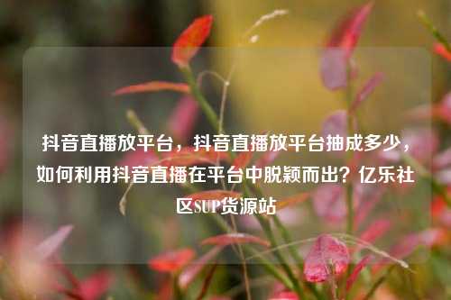 抖音直播放平台，抖音直播放平台抽成多少，如何利用抖音直播在平台中脱颖而出？亿乐社区SUP货源站  第1张