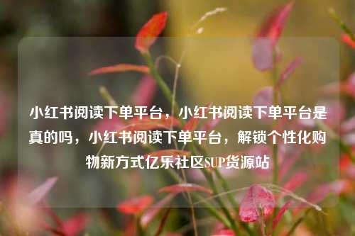 小红书阅读下单平台，小红书阅读下单平台是真的吗	，小红书阅读下单平台，解锁个性化购物新方式亿乐社区SUP货源站  第1张