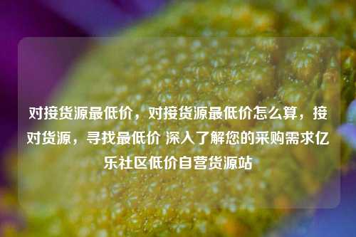 对接货源最低价，对接货源最低价怎么算，接对货源，寻找最低价 深入了解您的采购需求亿乐社区低价自营货源站  第1张