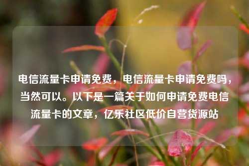 电信流量卡申请免费，电信流量卡申请免费吗，当然可以。以下是一篇关于如何申请免费电信流量卡的文章	，亿乐社区低价自营货源站  第1张