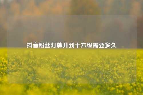 抖音粉丝灯牌升到十六级需要多久  第1张
