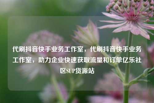 代刷抖音快手业务工作室，代刷抖音快手业务工作室	，助力企业快速获取流量和订单亿乐社区SUP货源站  第1张